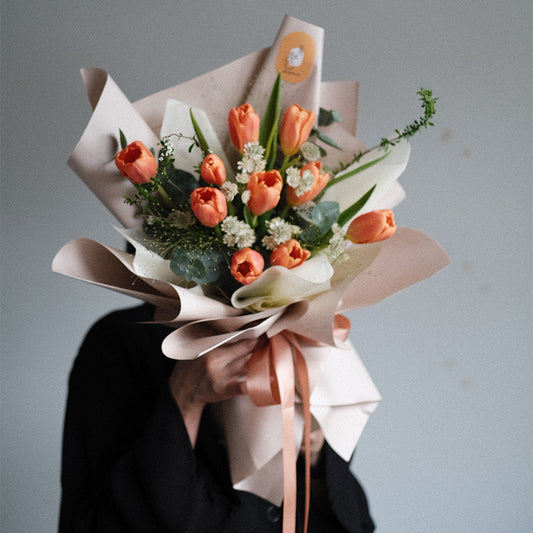 Serenity Tulips Bouquet - Orange (Pre order 1 week in advance)