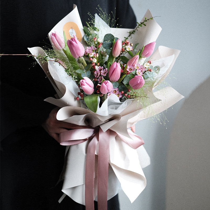 Serenity Tulips Bouquet - Pink (Pre order 1 week in advance)